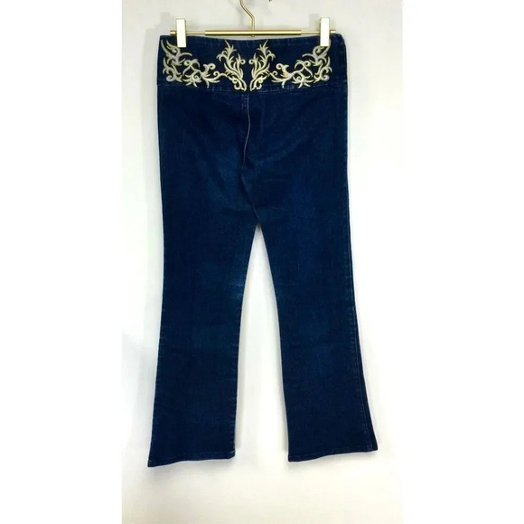 L K Best Womens Size 28 Denim Jeans Blue Gold Embroidery Flare Leg Medium Wash - Picture 2 of 8